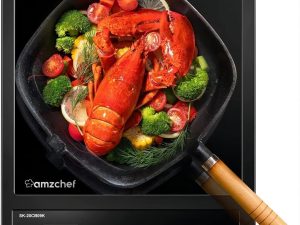 AMZCHEF Single Induction Hob, Portable Induction Hob, 10 Temperature Settings and Power levels from 300W to 2000W, Black Frosted Glass Panel,Sensitive Press Control, 3-hour Timer