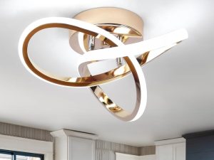 EIDISUNY LED Ceiling Light, 24cm 22W Flower Shape Gold Ceiling Lamp, 6000K Cool White for Living Room, Bedroom, Kitchen, Hallway, Office