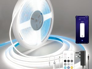 FUIQI COB LED Strip 10M,Dimmable Dotless LED Strip Lights with Smart App and Remote,24V Cool White 4000K with Power Supply,8mm Wide,CRI>90 LED Lights for Indoor Room, Kitchen, cabinets, Mirrors