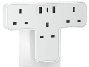 Multi Plug Adaptor with 3 USB Ports (2 USB A & 1 USB C), 3 Way Plug Adapter UK,Surge Protected Wall Plug Extender, Extension Plug Socket Turn 1 into 6 for Home Office