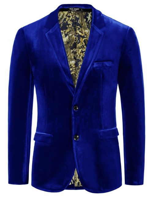 Two Button Men's Suit Velvet Tuxedo Christmas Dinner Jacket XXL Navy Blue 310-5 - Image 2
