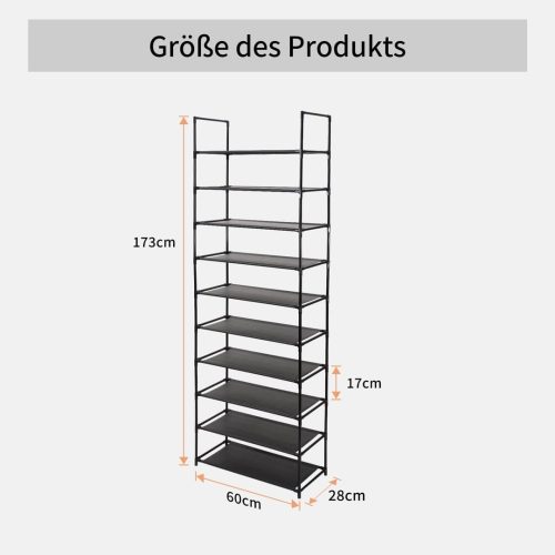 Hawthyhome 10 Tier Shoe Rack - Tall, Versatile Organizer (23.62" L x11.02" W x70.08" H) - Image 2