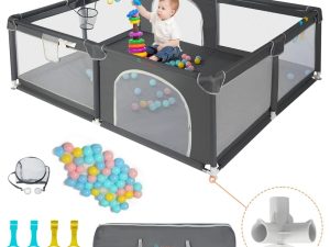 COMOMY Baby Playpen 200 x 180 x 66 cm, Playpen for Babies and Toddlers, Extra Large Play Pen with Activity Centre for Kids Indoor and Outdoor Use, Playard with Non-Slip Base, Breathable Mesh
