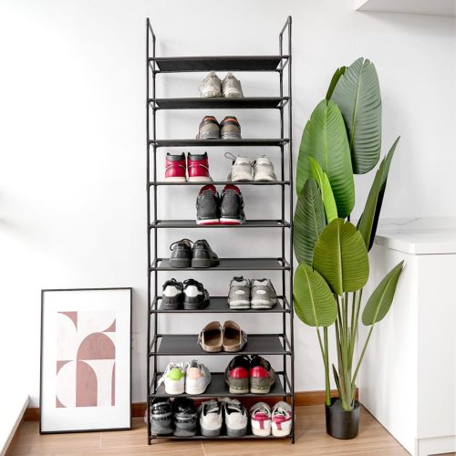 Hawthyhome 10 Tier Shoe Rack - Tall, Versatile Organizer (23.62" L x11.02" W x70.08" H) - Image 3