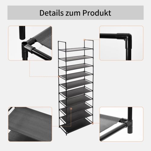 Hawthyhome 10 Tier Shoe Rack - Tall, Versatile Organizer (23.62" L x11.02" W x70.08" H) - Image 4