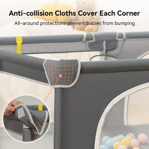 COMOMY Baby Playpen 200 x 180 x 66 cm, Playpen for Babies and Toddlers, Extra Large Play Pen with Activity Centre for Kids Indoor and Outdoor Use, Playard with Non-Slip Base, Breathable Mesh - Image 3