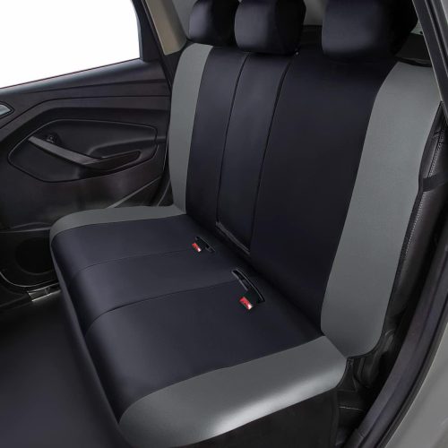 Flying Banner Universal Carbon Fibre Leather Car Seat Covers Airbag Compatible Seat Protector (Full Set, Black and Grey) - Image 6