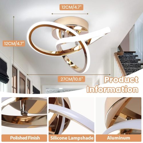 EIDISUNY LED Ceiling Light, 24cm 22W Flower Shape Gold Ceiling Lamp, 6000K Cool White for Living Room, Bedroom, Kitchen, Hallway, Office - Image 2