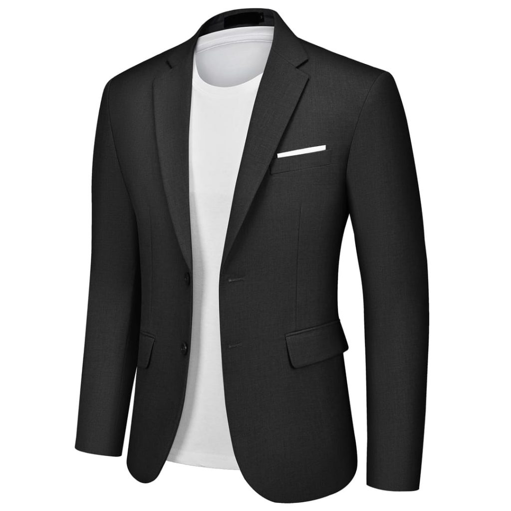 Autsel Mens Blazer Smart Casual Slim Fit Formal Business Suit Jackets Two Buttons Wedding Jackets Lightweight Black