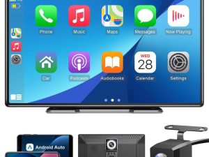 ESSGOO A-pple CarPlay & Android Auto, 10.26 Inch IPS Carplay Screen for Car with 4K Front Dash Cam, 1080P Backup Camera, Wireless CarPlay with Bluetooth 5.0/FM/Siri/G-oogle/Mirror Link/64G TF/AUX