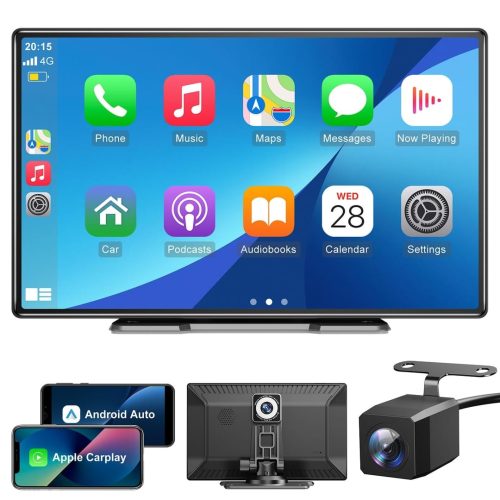 ESSGOO A-pple CarPlay & Android Auto, 10.26 Inch IPS Carplay Screen for Car with 4K Front Dash Cam, 1080P Backup Camera, Wireless CarPlay with Bluetooth 5.0/FM/Siri/G-oogle/Mirror Link/64G TF/AUX