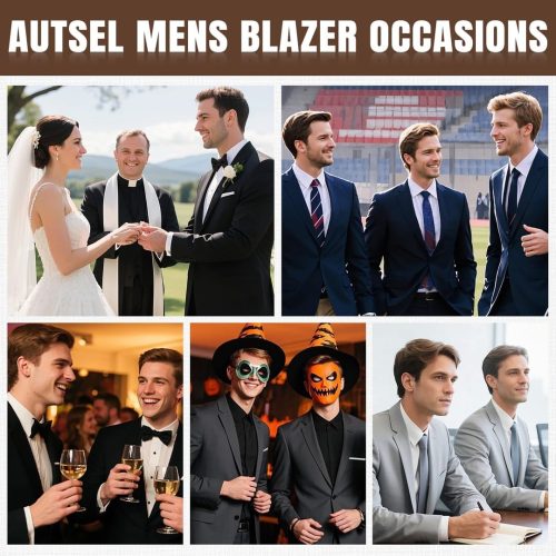 Autsel Mens Blazer Smart Casual Slim Fit Formal Business Suit Jackets Two Buttons Wedding Jackets Lightweight Black - Image 5