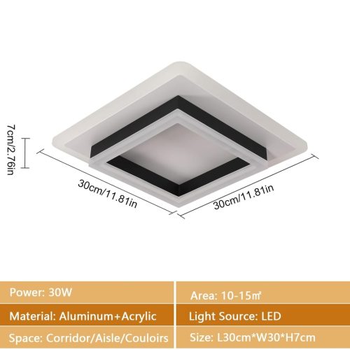 DELIPOP Modern Ceiling Lights, 30W 3375LM Square Ceiling Lamp Warm Light 3000K, LED Ceiling Lighting for Bedroom Living Room Hallway Office Kitchen Balcony - Image 3