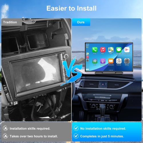 ESSGOO A-pple CarPlay & Android Auto, 10.26 Inch IPS Carplay Screen for Car with 4K Front Dash Cam, 1080P Backup Camera, Wireless CarPlay with Bluetooth 5.0/FM/Siri/G-oogle/Mirror Link/64G TF/AUX - Image 5