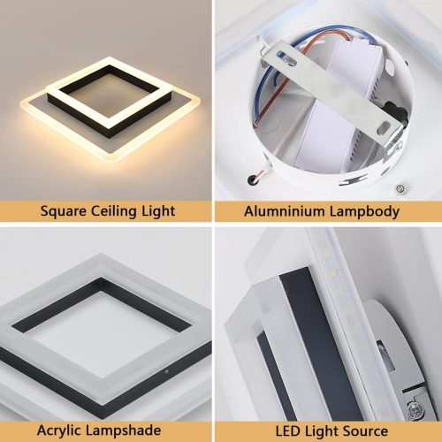 DELIPOP Modern Ceiling Lights, 30W 3375LM Square Ceiling Lamp Warm Light 3000K, LED Ceiling Lighting for Bedroom Living Room Hallway Office Kitchen Balcony - Image 4