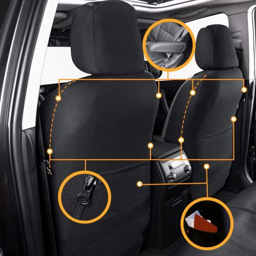 Flying Banner Universal Carbon Fibre Leather Car Seat Covers Airbag Compatible Seat Protector (Full Set, Black and Grey) - Image 7