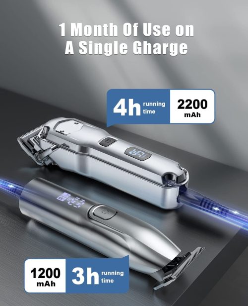 Hair Clippers and Trimmers Set for Men, IPX7 Waterproof Cordless Hair Clippers, Electric Barber Clippers Set T-Blade Beard Trimmer USB Rechargeable - Image 5