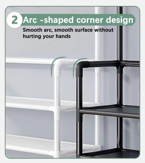 Shoe Racks Storage, Upgrade 4 Tier Shoe Rack, Metal Shoe Rack, Shoe Storage Organiser, Slim Shoe Shelf Storage Shoe Stand Organizer for Hallway, Bedroom, Entryway, Dorm Room, 60 x 28 x 158cm (Black) - Image 4