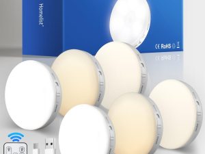 Homelist Puck Lights with Remote, 6 Pack LED Rechargeable Motion Sensor Lights Indoor Under Cabinet Lights, 3 Color Temperature Wireless Battery Operated Night Light for Stair Kitchen Wall Cupboard