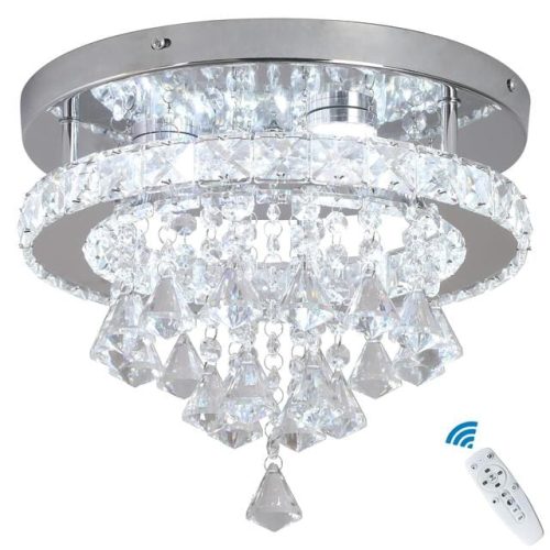 eckrico Crystal Celing Light 30CM Modern LED Chandelier Dimming with Remote Control Chrome Lighting Fixtures for Kitchen Bedroom Hallway Dining Room (Dimmable)