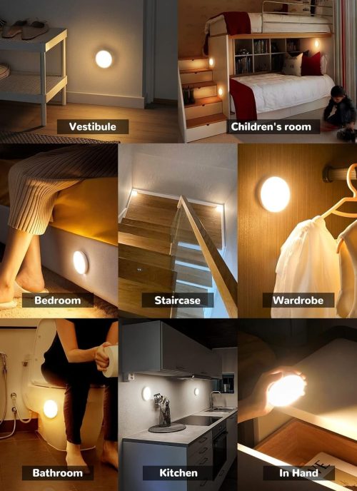 Homelist Puck Lights with Remote, 6 Pack LED Rechargeable Motion Sensor Lights Indoor Under Cabinet Lights, 3 Color Temperature Wireless Battery Operated Night Light for Stair Kitchen Wall Cupboard - Image 3