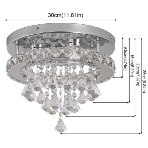 eckrico Crystal Celing Light 30CM Modern LED Chandelier Dimming with Remote Control Chrome Lighting Fixtures for Kitchen Bedroom Hallway Dining Room (Dimmable) - Image 2