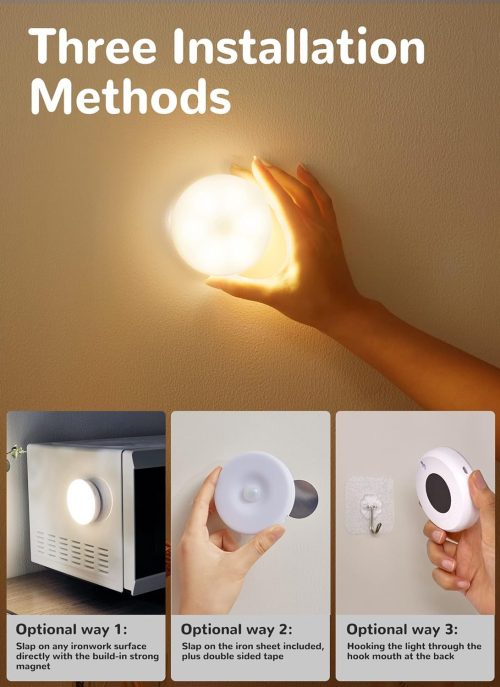 Homelist Puck Lights with Remote, 6 Pack LED Rechargeable Motion Sensor Lights Indoor Under Cabinet Lights, 3 Color Temperature Wireless Battery Operated Night Light for Stair Kitchen Wall Cupboard - Image 6