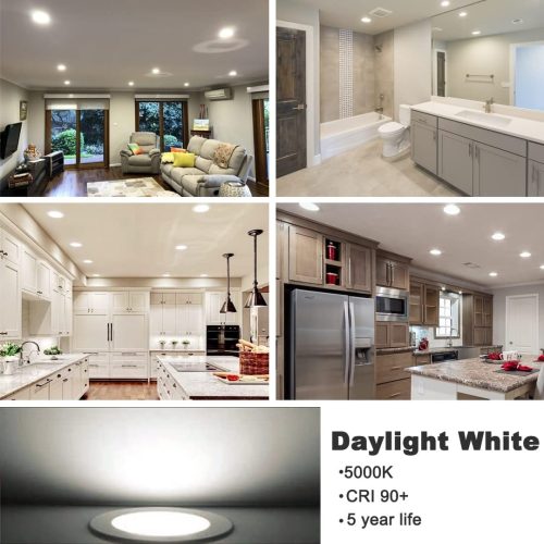 Led Downlights for Ceiling 3 inch 7W for Alexa，Bluetooth Smart Ceiling Spotlights by APP Control，Recessed Lights Warm to Daylight White Dimmable - Colour Changing RGB Lights (Cutout φ68-85mm) 6pack - Image 2