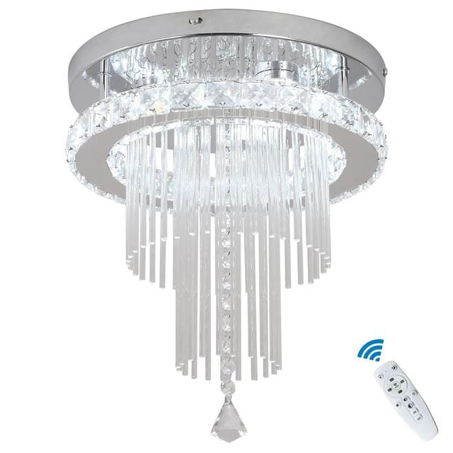 Deckrico Crystal Celing Light 30CM Modern LED Chandelier Dimming with Remote Control Chrome Lighting Fixtures for Kitchen Bedroom Hallway Dining Room (Dimmable)