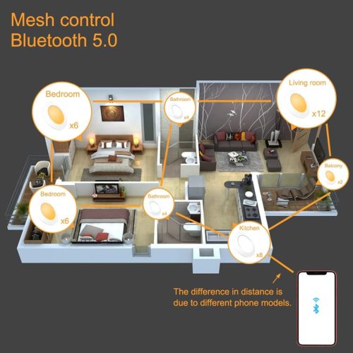 Led Downlights for Ceiling 3 inch 7W for Alexa，Bluetooth Smart Ceiling Spotlights by APP Control，Recessed Lights Warm to Daylight White Dimmable - Colour Changing RGB Lights (Cutout φ68-85mm) 6pack - Image 4