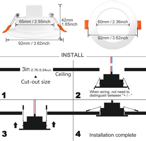 Led Downlights for Ceiling 3 inch 7W for Alexa，Bluetooth Smart Ceiling Spotlights by APP Control，Recessed Lights Warm to Daylight White Dimmable - Colour Changing RGB Lights (Cutout φ68-85mm) 6pack - Image 6
