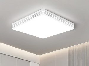 Taoellen 48W Square Ceiling Light, 4320LM Energy Saving Flush Mount Ceiling Light, Square Double Silver Ceiling Lamp for Bedroom, Cloakroom, Kitchen, Balcony