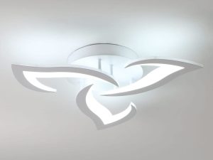 SENQIU Modern LED Ceiling Light, 36W LED Ceiling Lights with 3 Petal-Shaped Lamps, 6500K Cool White, Acrylic Leaf Chandelier Lighting Fixture for Bedroom, Living Room, Office, White