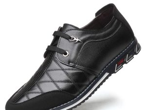 Men's Casual Leather Shoes Brogues Shoes Business Oxford Dress Shoes Formal Fashion Pointed Toe Lace Up Wild Lightweight Flat Big Size Black