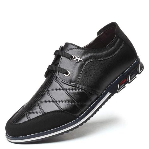 Men's Casual Leather Shoes Brogues Shoes Business Oxford Dress Shoes Formal Fashion Pointed Toe Lace Up Wild Lightweight Flat Big Size Black