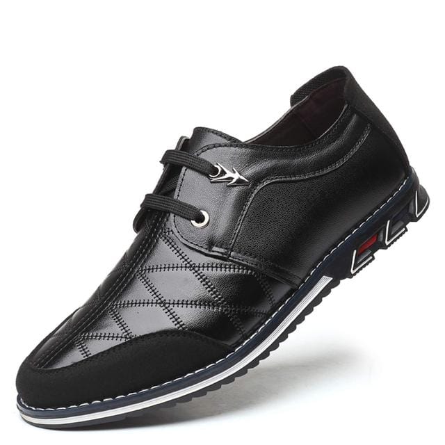 Men's Casual Leather Shoes Brogues Shoes Business Oxford Dress Shoes Formal Fashion Pointed Toe Lace Up Wild Lightweight Flat Big Size Black