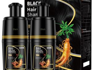 Black Hair Dye Shampoo for Grey Hair, Semi-Permanent, 350ml x 2 - Unisex, Long-Lasting Colour