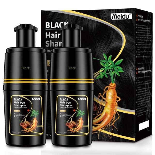 Black Hair Dye Shampoo for Grey Hair, Semi-Permanent, 350ml x 2 - Unisex, Long-Lasting Colour