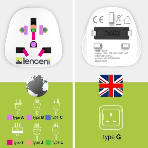 LENCENT 2X World to UK Travel Adapter, Visitor from USA/Europe/China/Australia to 3 Pin UK Adapter Plug [USA to UK Adapter/China/AU to UK adapter] - Image 2
