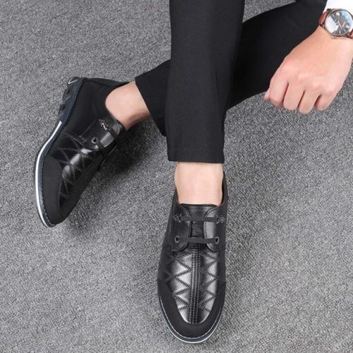 Men's Casual Leather Shoes Brogues Shoes Business Oxford Dress Shoes Formal Fashion Pointed Toe Lace Up Wild Lightweight Flat Big Size Black - Image 5