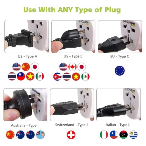 LENCENT 2X World to UK Travel Adapter, Visitor from USA/Europe/China/Australia to 3 Pin UK Adapter Plug [USA to UK Adapter/China/AU to UK adapter] - Image 3