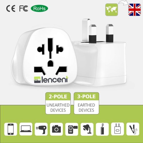 LENCENT 2X World to UK Travel Adapter, Visitor from USA/Europe/China/Australia to 3 Pin UK Adapter Plug [USA to UK Adapter/China/AU to UK adapter] - Image 4