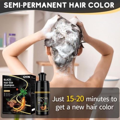 Black Hair Dye Shampoo for Grey Hair, Semi-Permanent, 350ml x 2 - Unisex, Long-Lasting Colour - Image 4