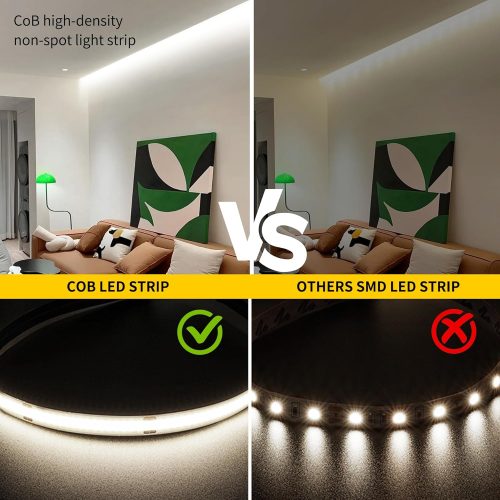 FUIQI COB LED Strip 10M,Dimmable Dotless LED Strip Lights with Smart App and Remote,24V Cool White 4000K with Power Supply,8mm Wide,CRI>90 LED Lights for Indoor Room, Kitchen, cabinets, Mirrors - Image 3