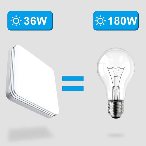 Taoellen Bathroom Ceiling Light,Double Silver Edge Square Ceiling Light,3240lm 36W Cold White LED Ceiling Light, Energy Saving Light for Bedroom, Corridors, Kitchen, Study Room, Living Room, Office - Image 3