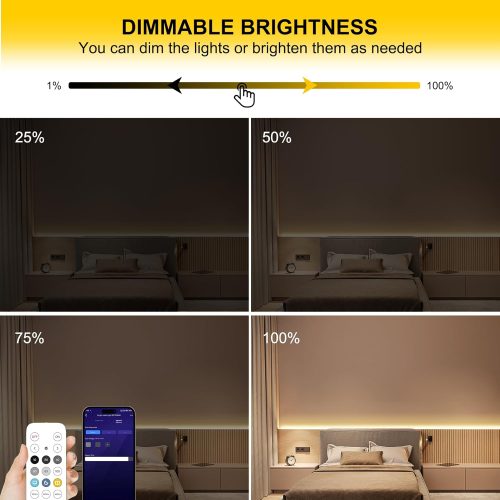 FUIQI COB LED Strip 5M, Dimmable Dotless LED Strip Lights with Smart App and Remote, 24V Cool White 2700K with Power Supply, 8mm Wide, CRI>90 LED Lights for Indoor Room, Kitchen, cabinets, Mirrors - Image 3