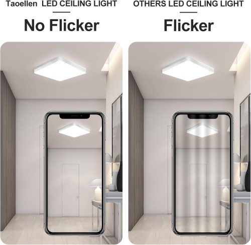 Taoellen 48W Square Ceiling Light, 4320LM Energy Saving Flush Mount Ceiling Light, Square Double Silver Ceiling Lamp for Bedroom, Cloakroom, Kitchen, Balcony - Image 4