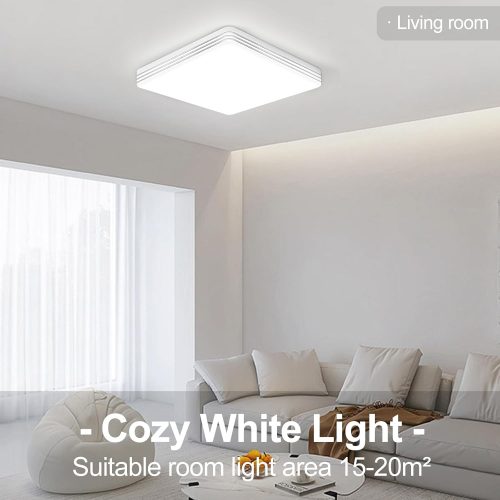 Taoellen 48W Square Ceiling Light, 4320LM Energy Saving Flush Mount Ceiling Light, Square Double Silver Ceiling Lamp for Bedroom, Cloakroom, Kitchen, Balcony - Image 6