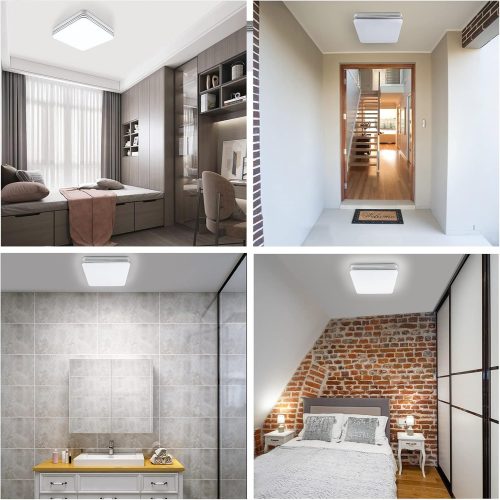 Taoellen Bathroom Ceiling Light,Double Silver Edge Square Ceiling Light,3240lm 36W Cold White LED Ceiling Light, Energy Saving Light for Bedroom, Corridors, Kitchen, Study Room, Living Room, Office - Image 6