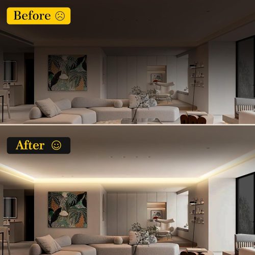 FUIQI COB LED Strip 5M, Dimmable Dotless LED Strip Lights with Smart App and Remote, 24V Cool White 2700K with Power Supply, 8mm Wide, CRI>90 LED Lights for Indoor Room, Kitchen, cabinets, Mirrors - Image 6